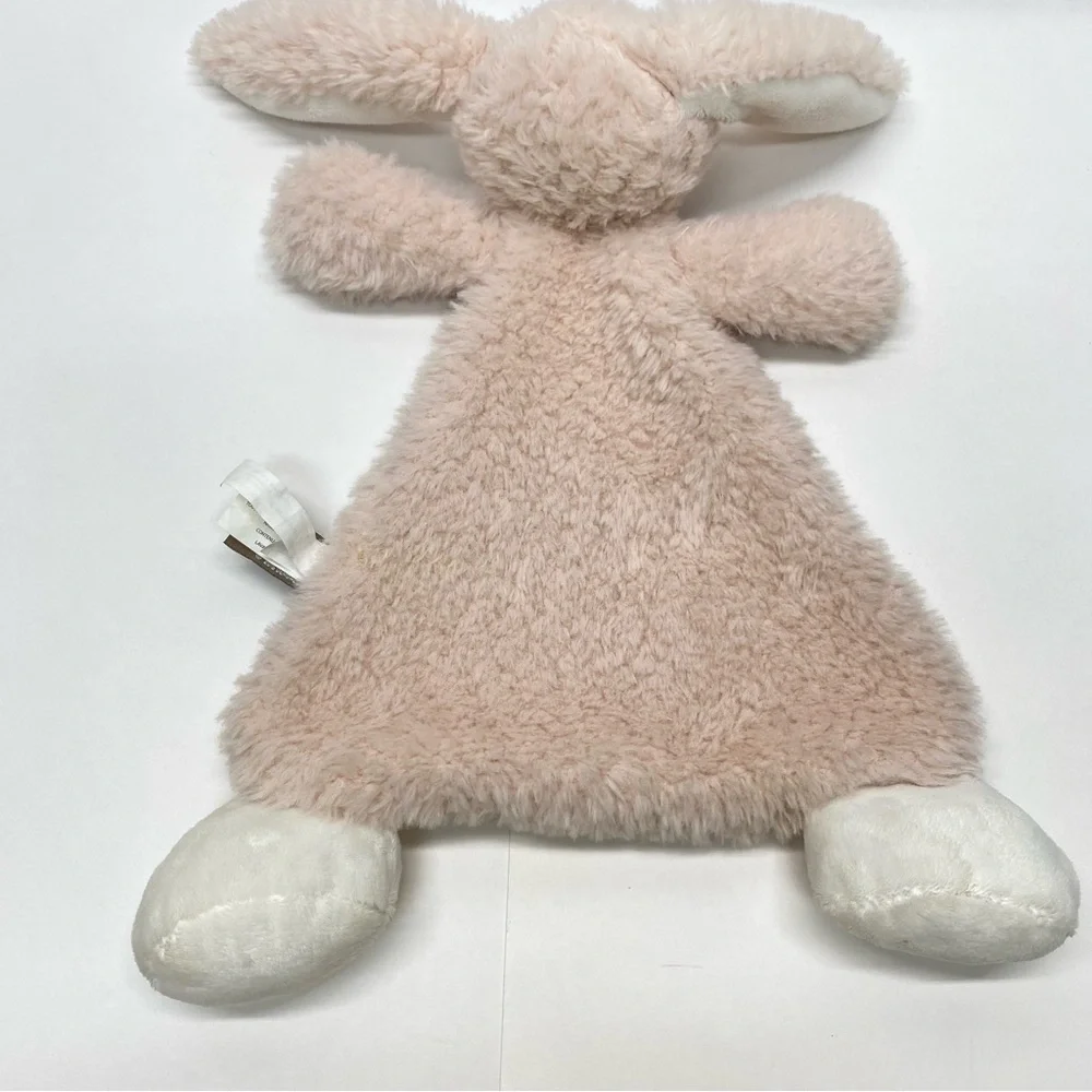 Demdaco Darling Blush Pink & White Bunny Rabbit Rattles Lovey Security Blanket